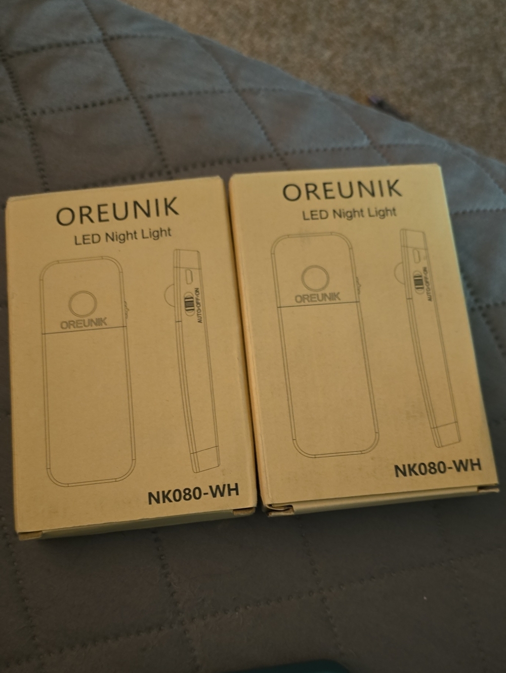 NEW OREUNIK White LED Plug-In Night Lights Twin Pack